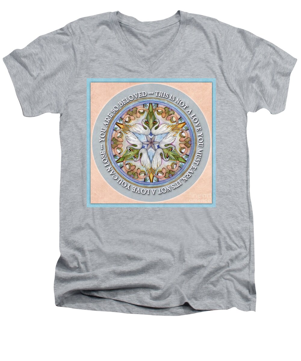 Mandala Men's V-Neck T-Shirt featuring the painting Beloved Mandala Prayer by Jo Thomas Blaine