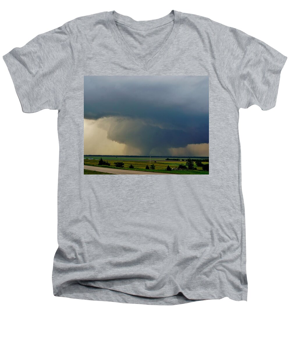 Tornado Men's V-Neck T-Shirt featuring the photograph Bennington-Chapman Tornado by Ed Sweeney