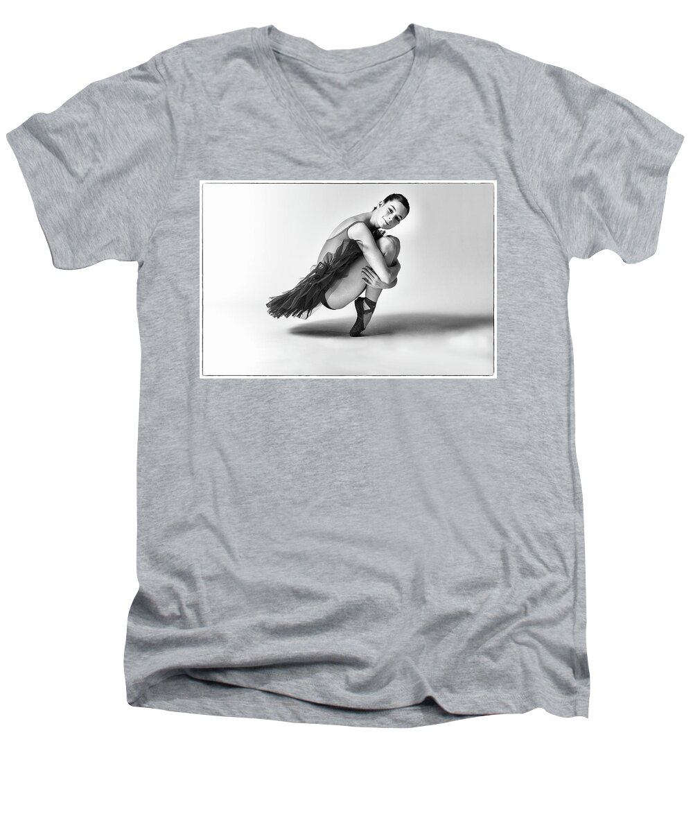 Balance Men's V-Neck T-Shirt featuring the photograph Beyond Pointe by Monte Arnold