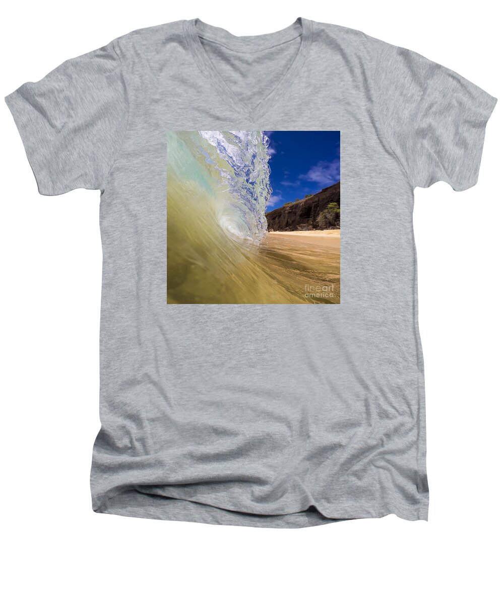 Big Beach Hawaii Shore Break Wave Men's V-Neck T-Shirt featuring the photograph Big Beach Maui Shore Break Wave by Dustin K Ryan