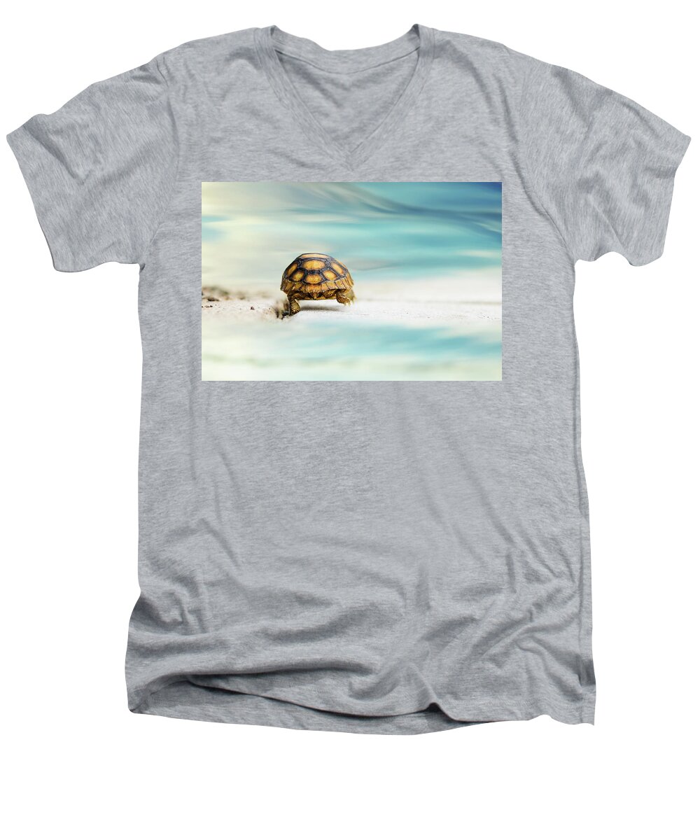 Animal Men's V-Neck T-Shirt featuring the photograph Big Big World by Laura Fasulo