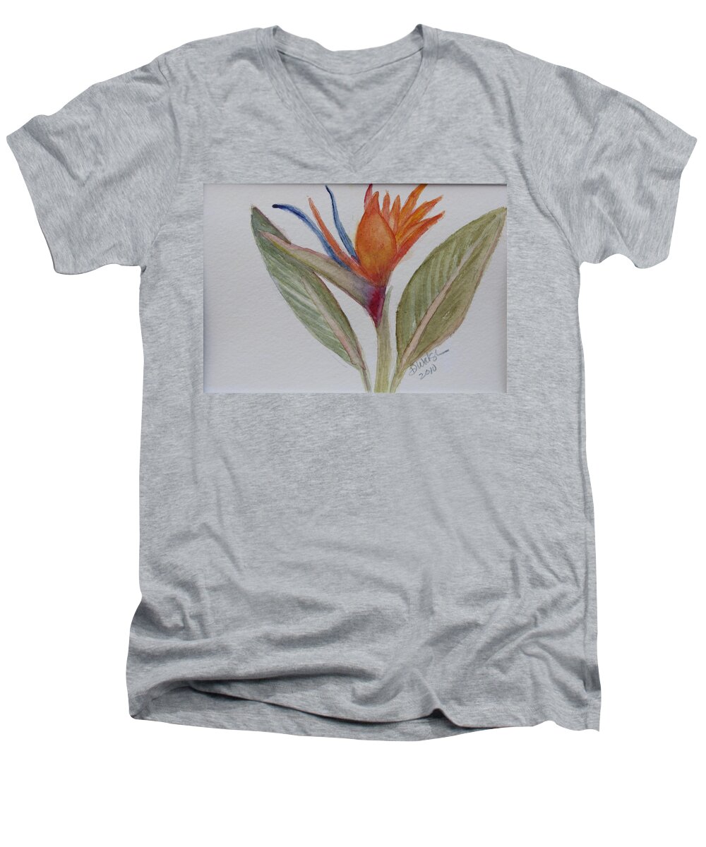 Bird Of Paradise Men's V-Neck T-Shirt featuring the painting Bird of Paradise by Donna Walsh