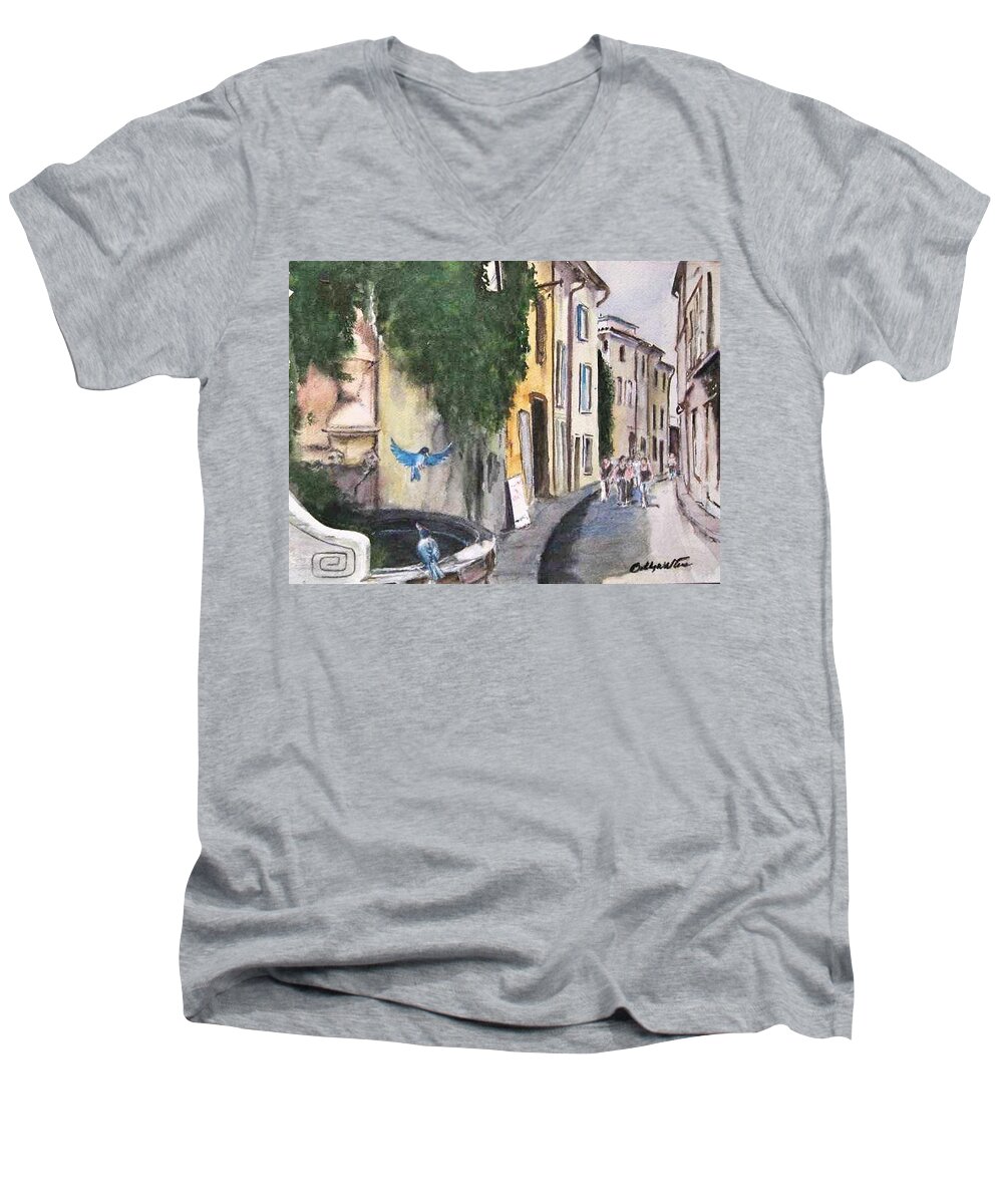 Brds Men's V-Neck T-Shirt featuring the painting Birds of a Feather by Bobby Walters