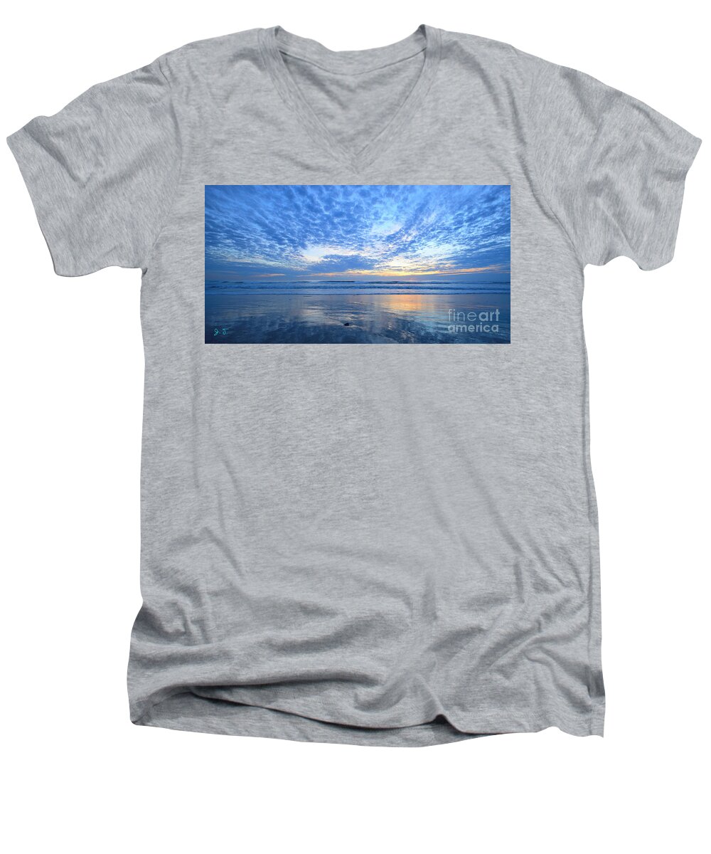Landscapes Men's V-Neck T-Shirt featuring the photograph Beach Home Blues by John F Tsumas