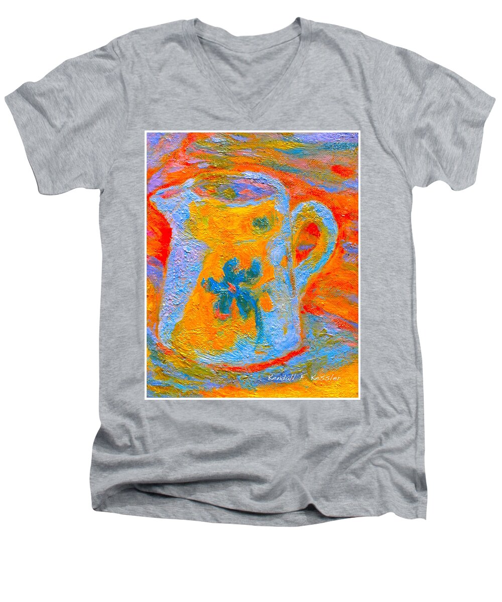 Vase Men's V-Neck T-Shirt featuring the painting Blue Life by Kendall Kessler