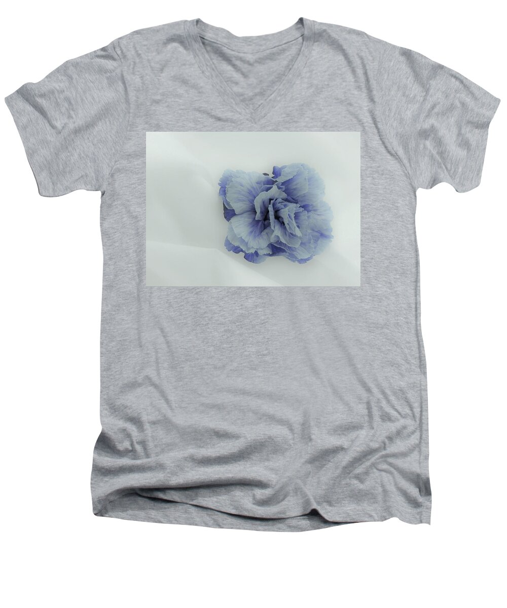  Purple Flower Men's V-Neck T-Shirt featuring the photograph Blue On Blue by Lori Lafargue