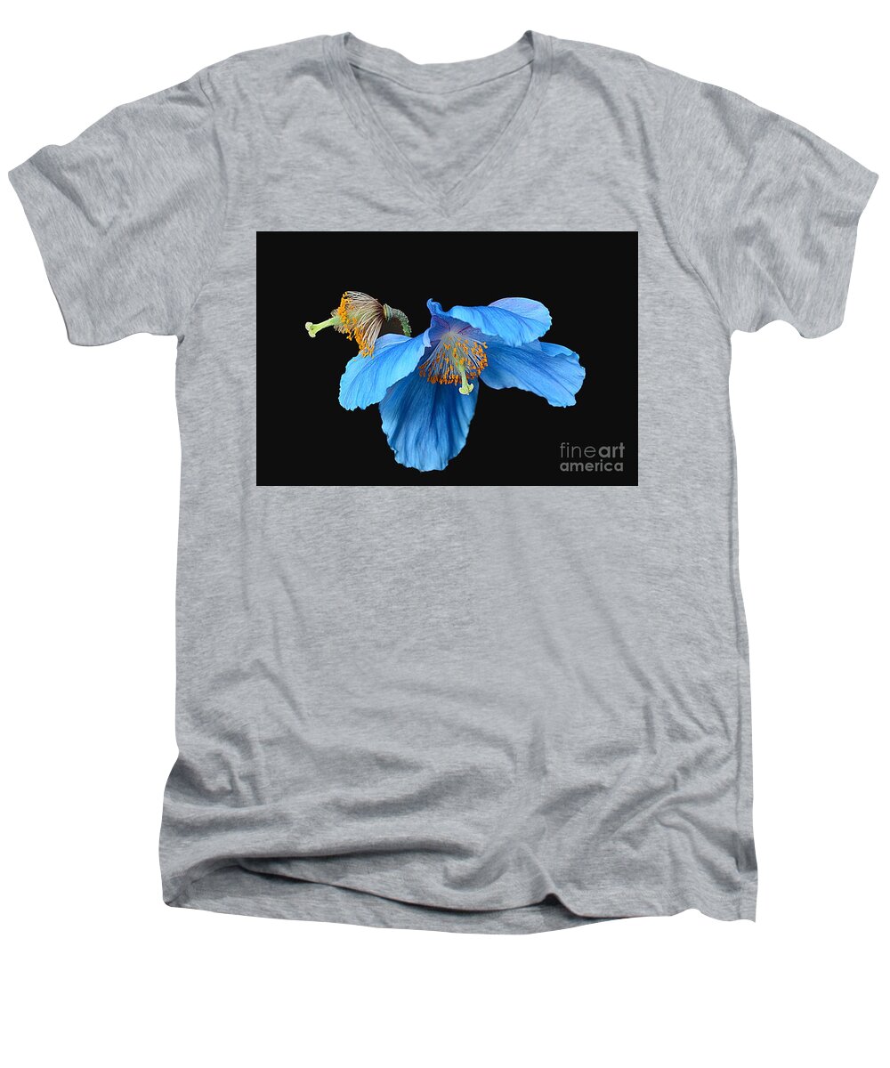 Poppy Men's V-Neck T-Shirt featuring the photograph Blue Poppies by Cindy Manero