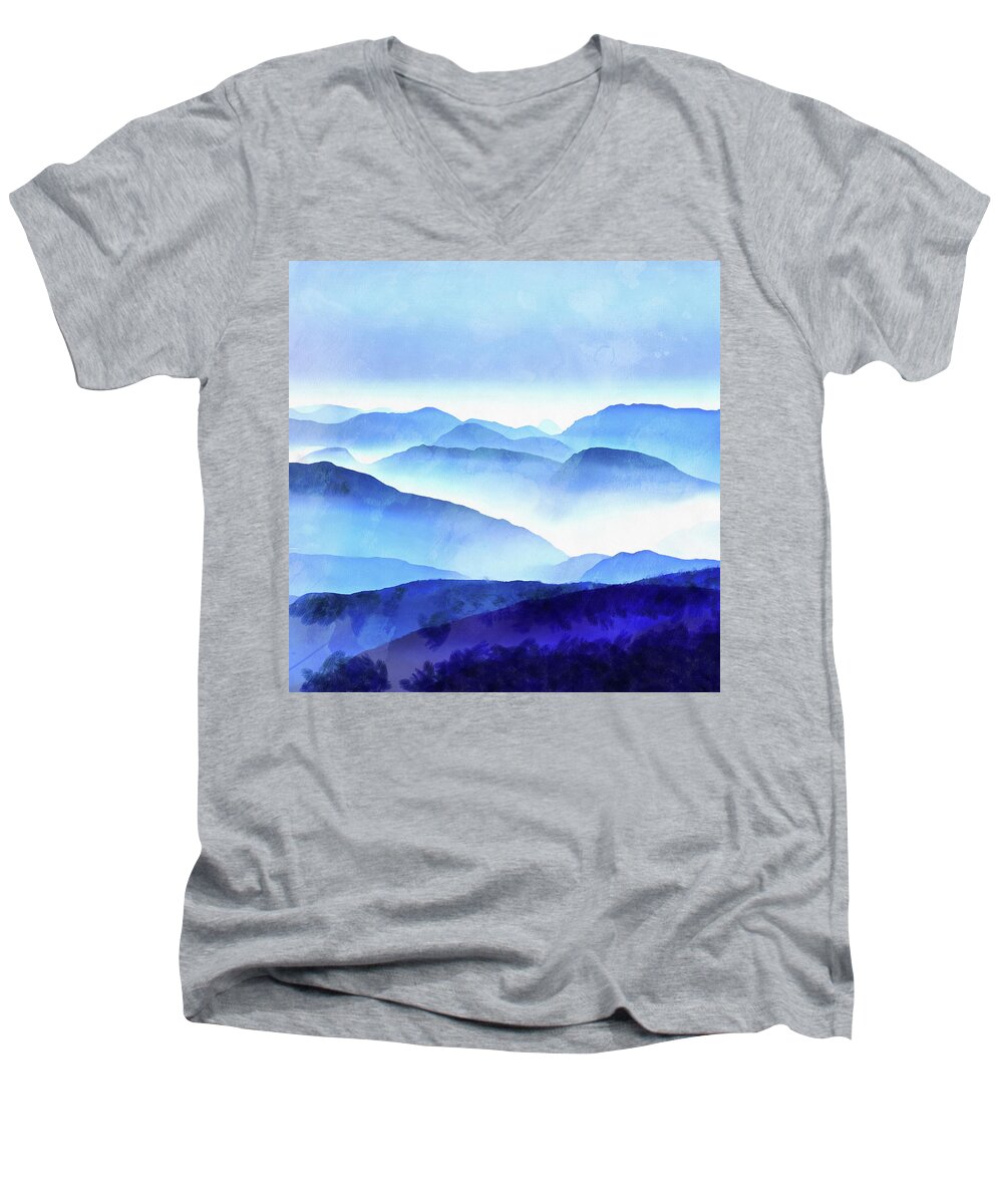 Painting Men's V-Neck T-Shirt featuring the photograph Blue Ridge Mountains by Edward Fielding