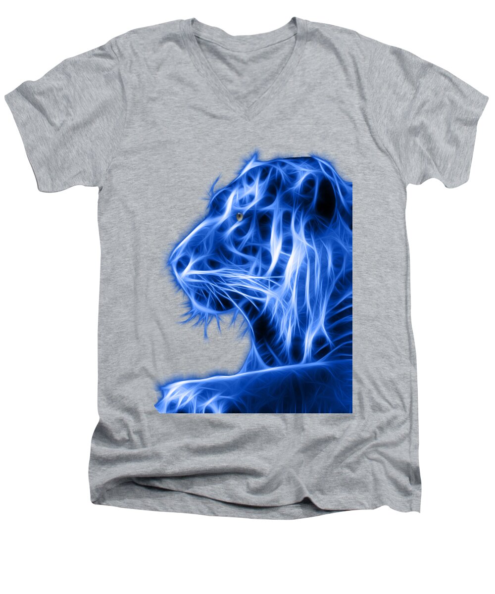 Blue Tiger Men's V-Neck T-Shirt featuring the photograph Blue Tiger by Shane Bechler