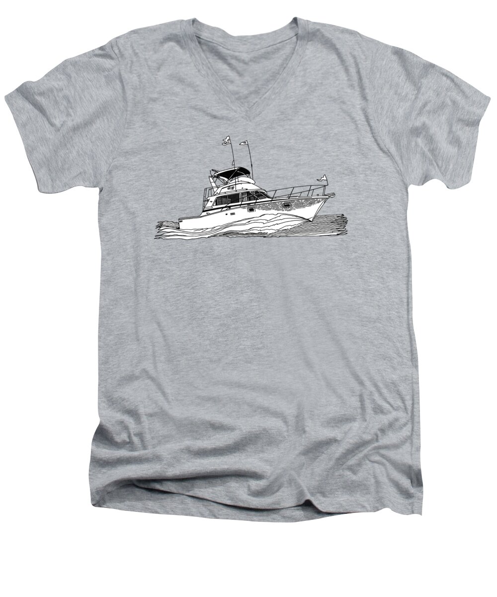 Custom Designs For Any Function Men's V-Neck T-Shirt featuring the drawing Sportfishing by Jack Pumphrey