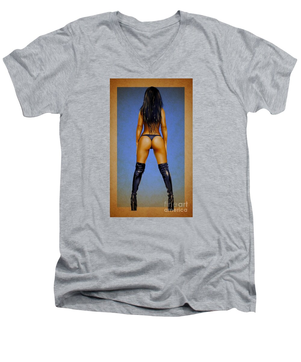 #booty #bum #ass #drawing #draw #picture #artist #artsy #creative #graphics #pinup #illustrator #adobe #vector #vectorillustration #vectorart #digitalart #imaginationart #illustration #dailyart #artgallery #digitaldesign #graphic #kiwiartyfarty #briangibbs Men's V-Neck T-Shirt featuring the drawing Booty by Brian Gibbs