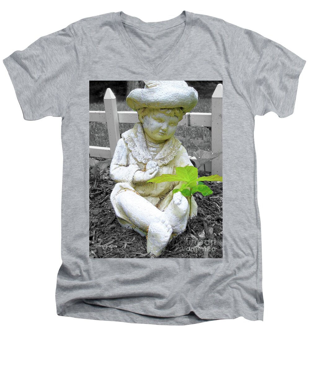 Selective Color Photograph Men's V-Neck T-Shirt featuring the photograph Boy by Susan Lafleur