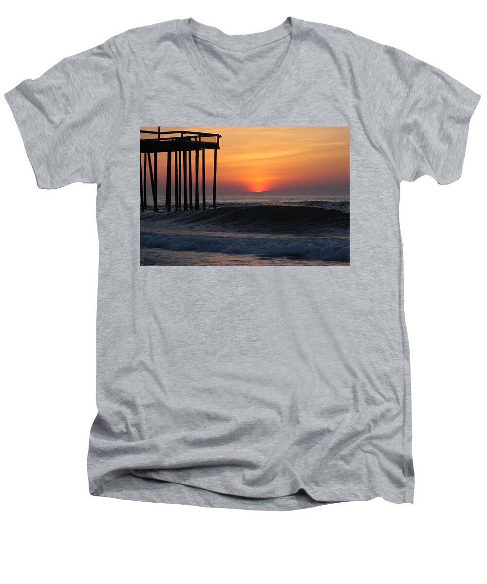 Sun Men's V-Neck T-Shirt featuring the photograph Breaking Sunrise by Robert Banach