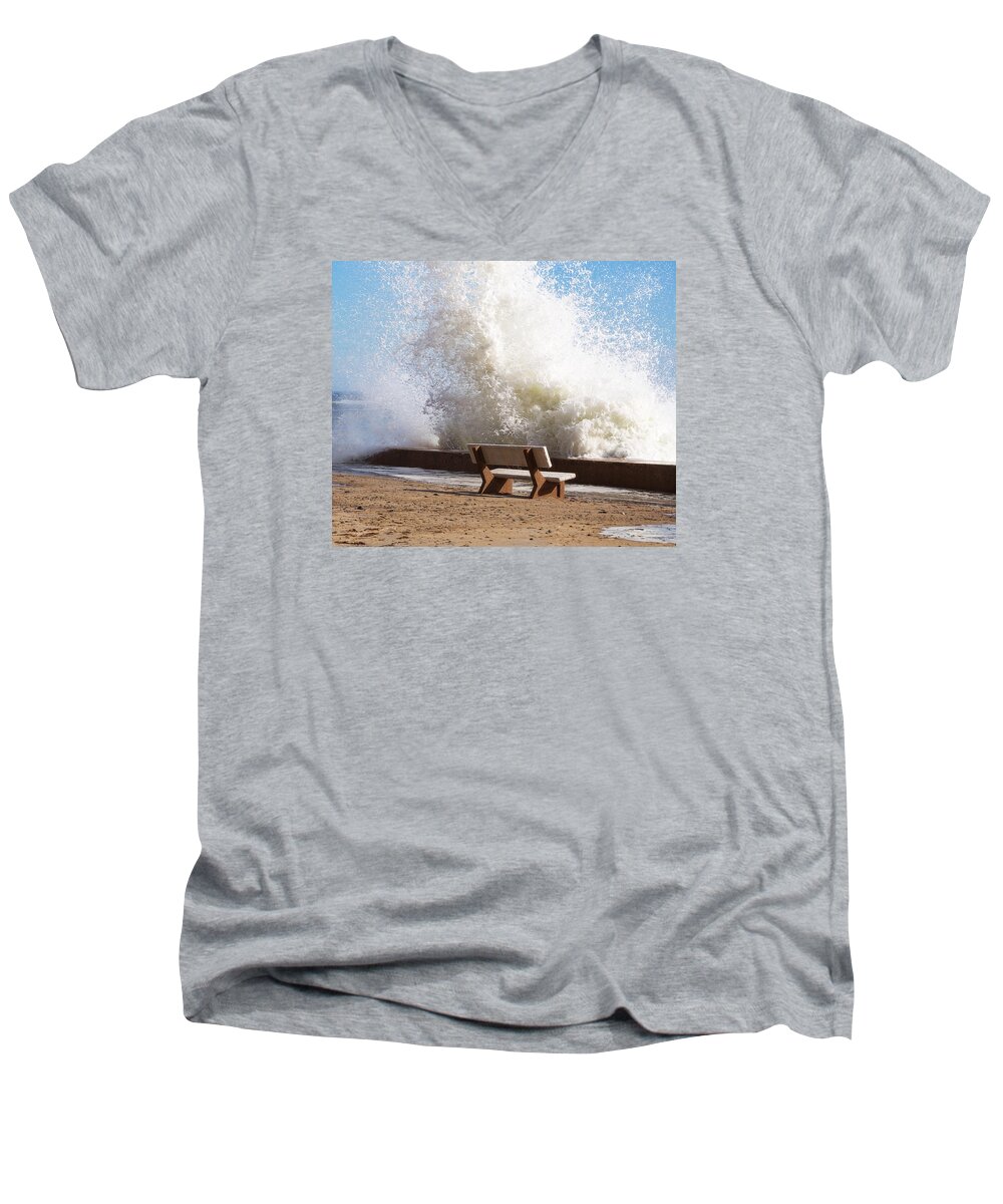 Wave Men's V-Neck T-Shirt featuring the photograph Breaking Wave by Natalie Rotman Cote