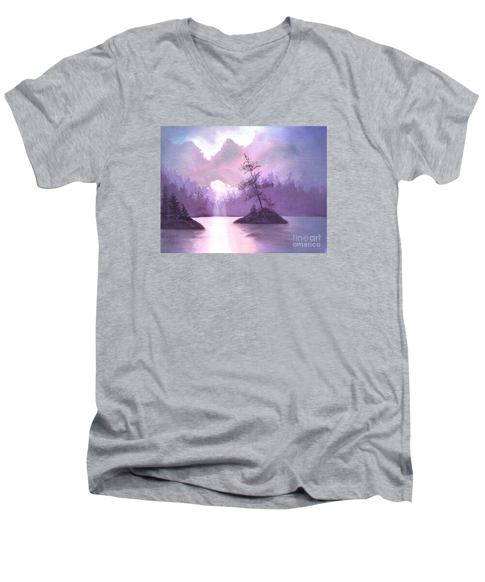 Landscape Men's V-Neck T-Shirt featuring the painting Breakthrough by Lynn Quinn