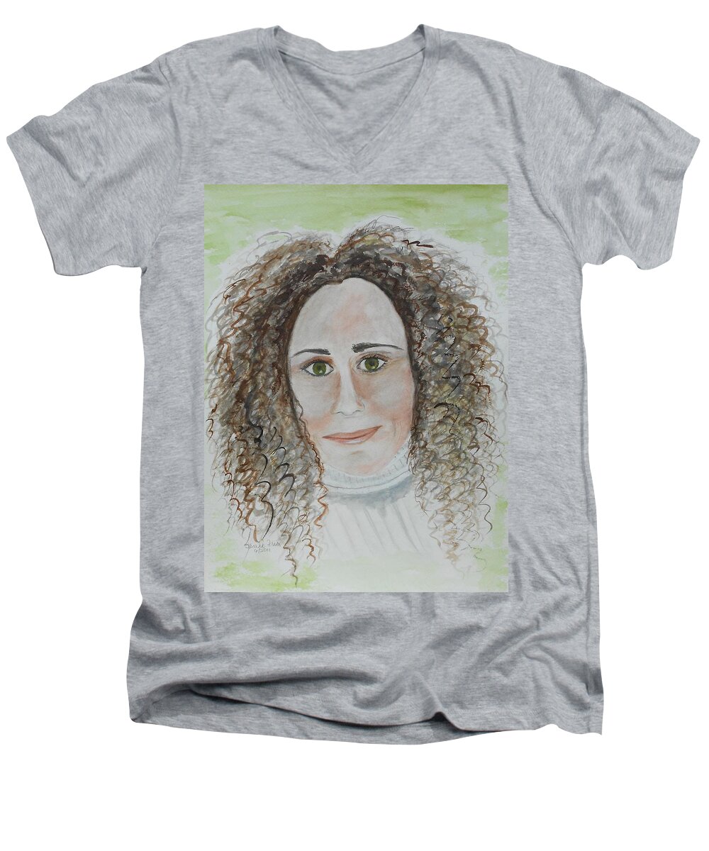 Portrait Men's V-Neck T-Shirt featuring the painting Brooke by Jamie Frier