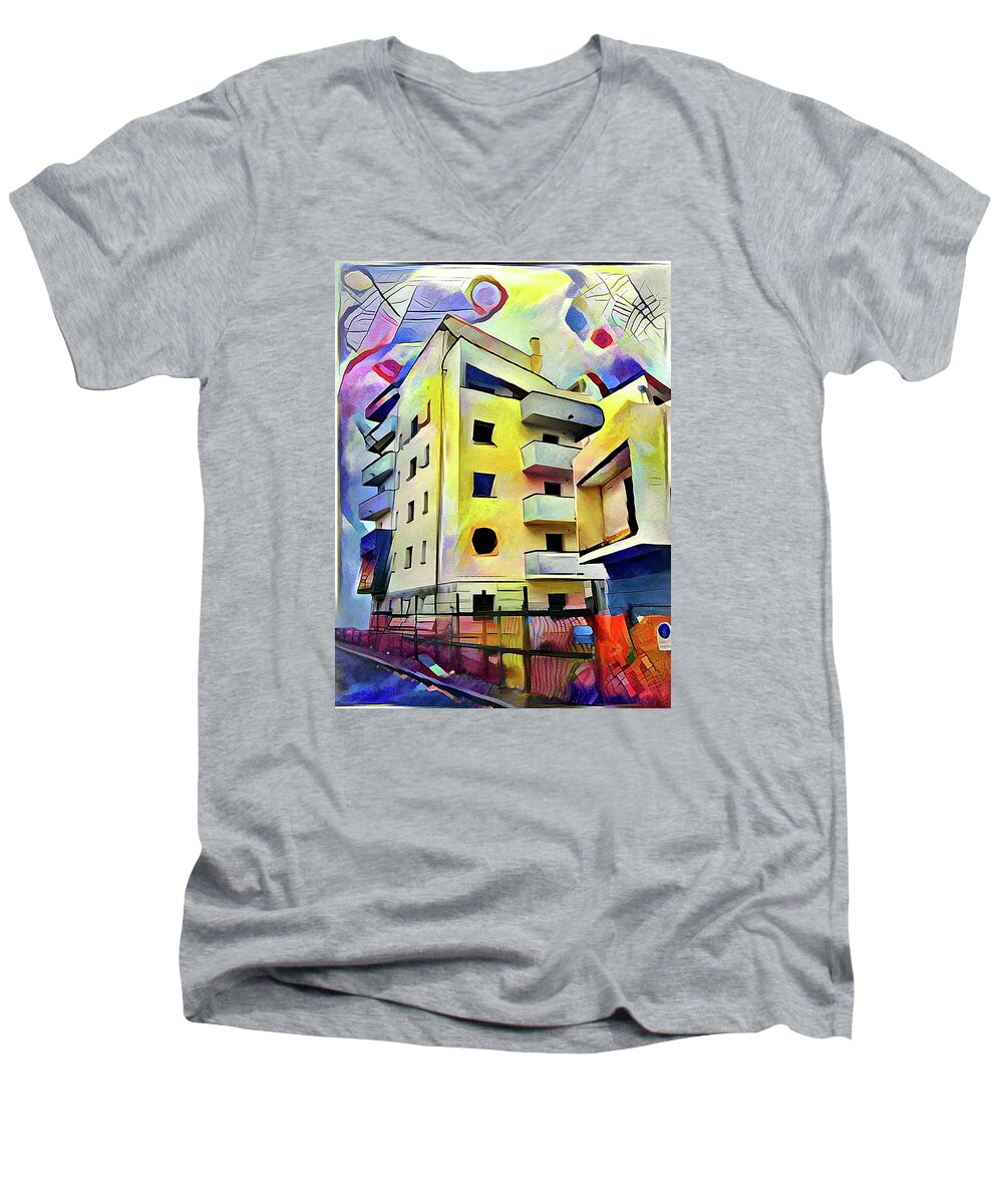 Building Men's V-Neck T-Shirt featuring the digital art Building Site #1 by Jann Paxton