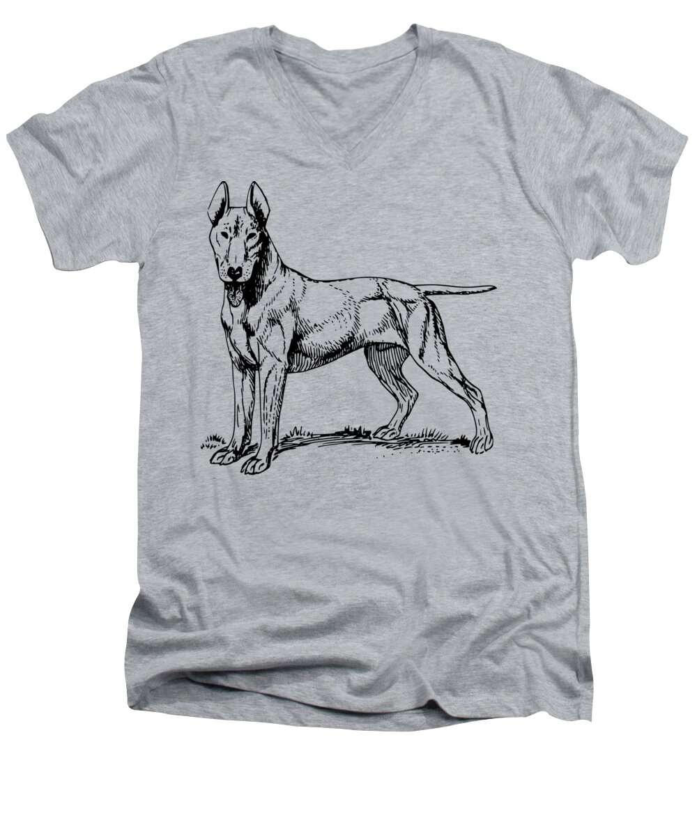 Bull Terrier Men's V-Neck T-Shirt featuring the mixed media Bull Terrier by Movie Poster Prints