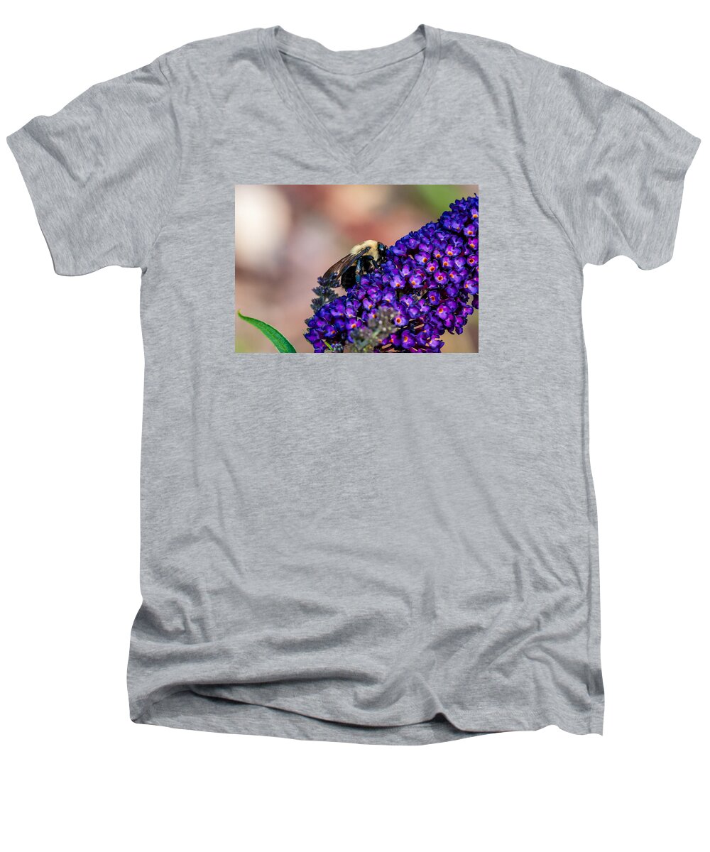 Bee Men's V-Neck T-Shirt featuring the photograph Bumble Bee by James L Bartlett