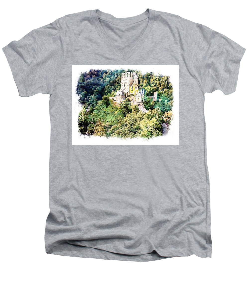 Germany Men's V-Neck T-Shirt featuring the photograph Burg Eltz - Moselle by Joseph Hendrix