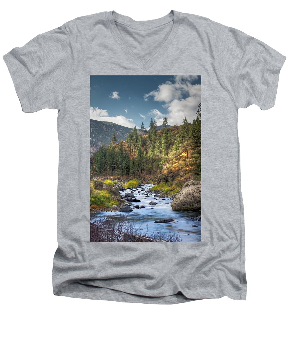 Nevada Men's V-Neck T-Shirt featuring the photograph CA/Nevada Stream by Bruce Bottomley