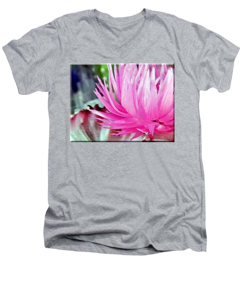 Flower Men's V-Neck T-Shirt featuring the photograph Cactus Flower by Mikki Cucuzzo