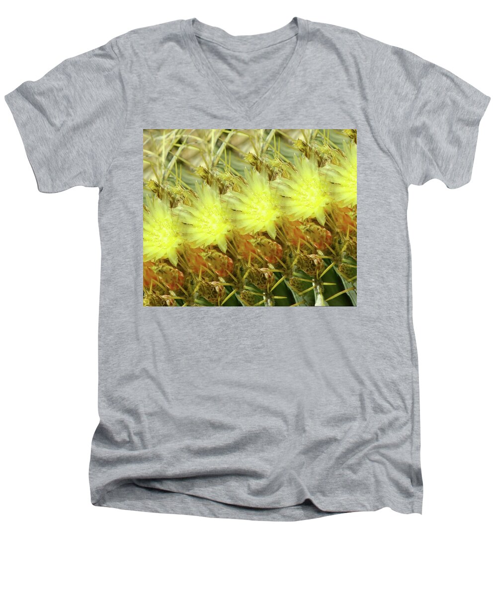 Desert Men's V-Neck T-Shirt featuring the photograph Cactus Flowers by Kathy Bassett