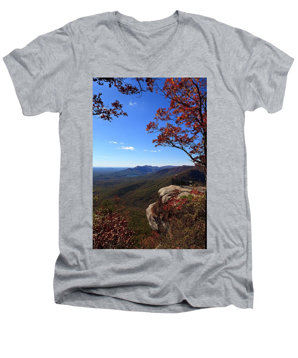 Caesars Men's V-Neck T-Shirt featuring the photograph Caesars Head State Park in Upstate South Carolina by Jill Lang