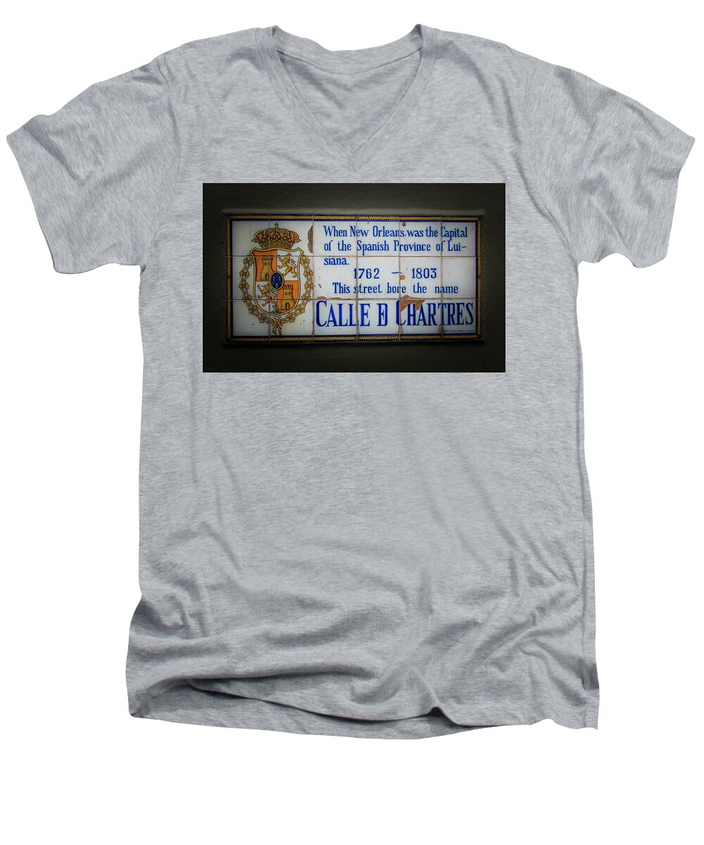 Chartres Street Men's V-Neck T-Shirt featuring the photograph Calle De Chartres by Greg and Chrystal Mimbs