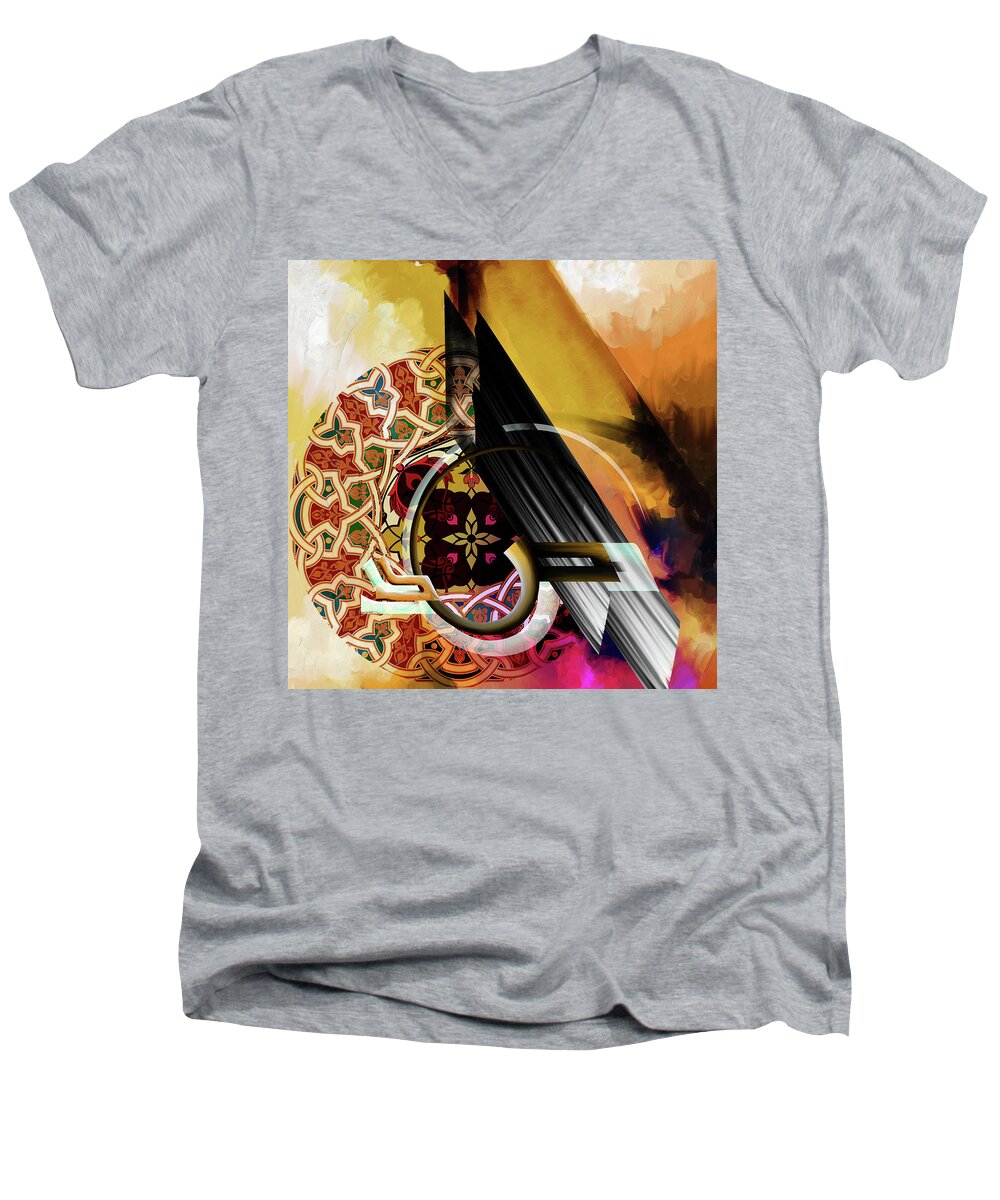 Abstract Men's V-Neck T-Shirt featuring the painting Calligraphy 103 1 1 by Mawra Tahreem