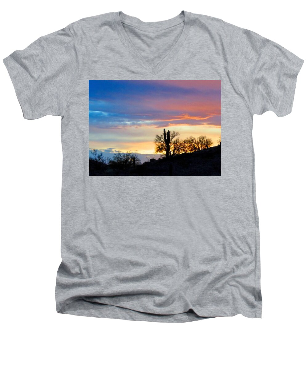 Desert Landscape Men's V-Neck T-Shirt featuring the photograph Calling by Judy Kennedy