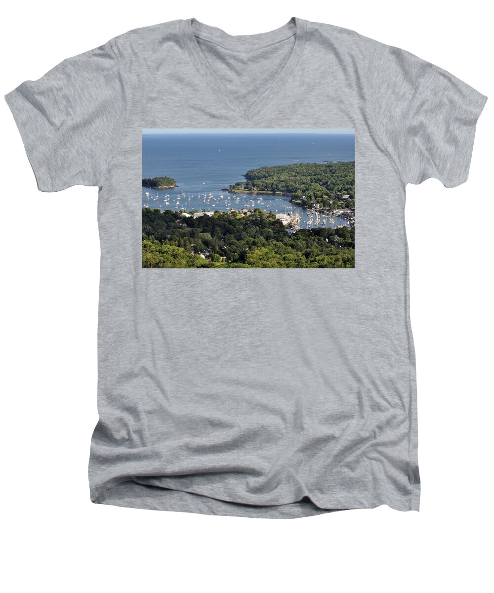 Camden Men's V-Neck T-Shirt featuring the photograph Camden Harbor Maine by Glenn Gordon