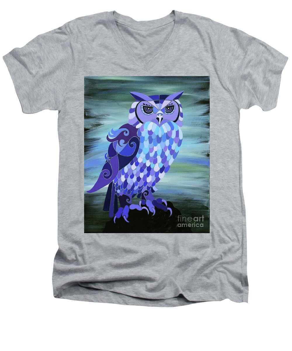 Barred Owl Men's V-Neck T-Shirt featuring the painting Camelot by Barbara Rush