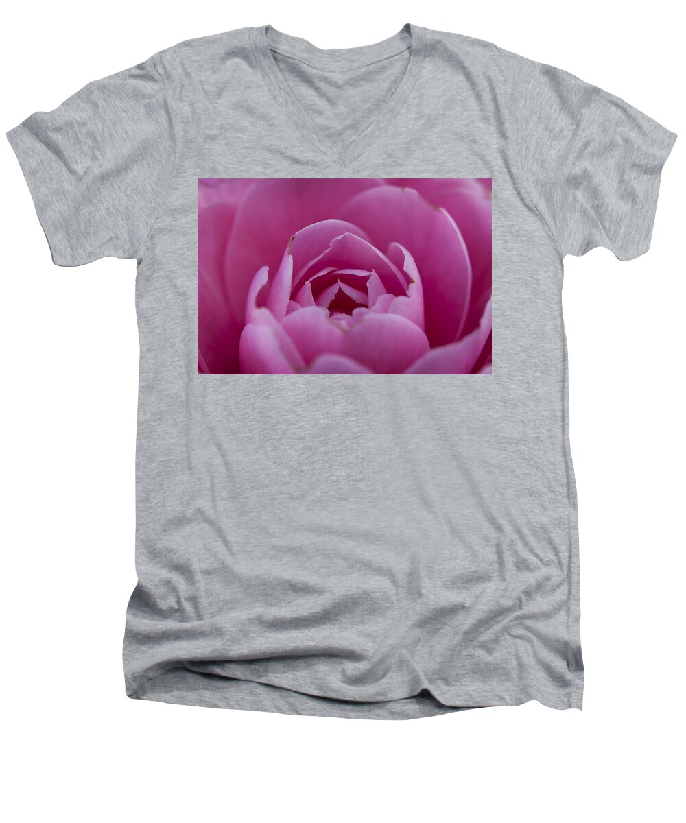 Camellia Men's V-Neck T-Shirt featuring the photograph Camellia Close-Up by Morgan Wright