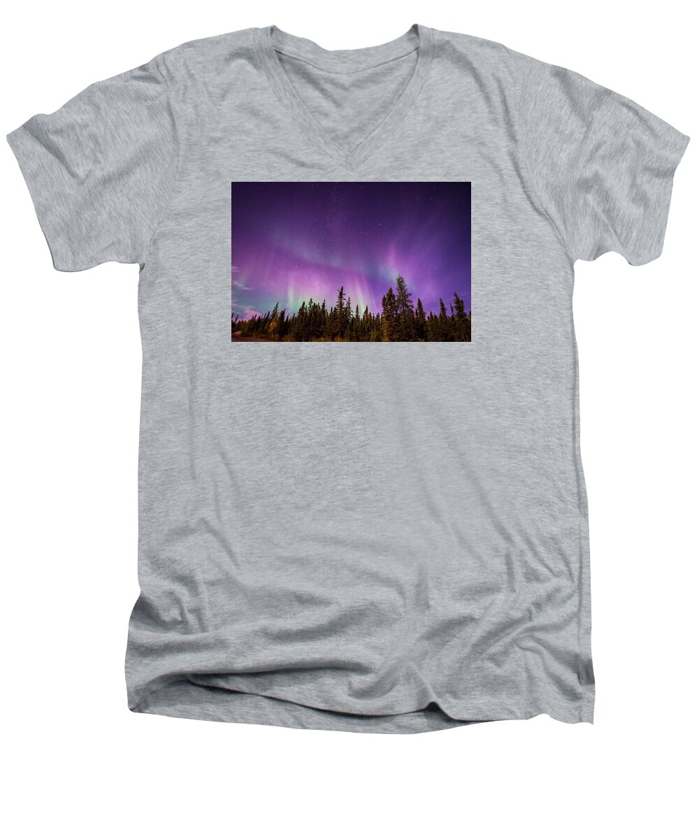  Men's V-Neck T-Shirt featuring the photograph Canadian Northern Lights by Serge Skiba