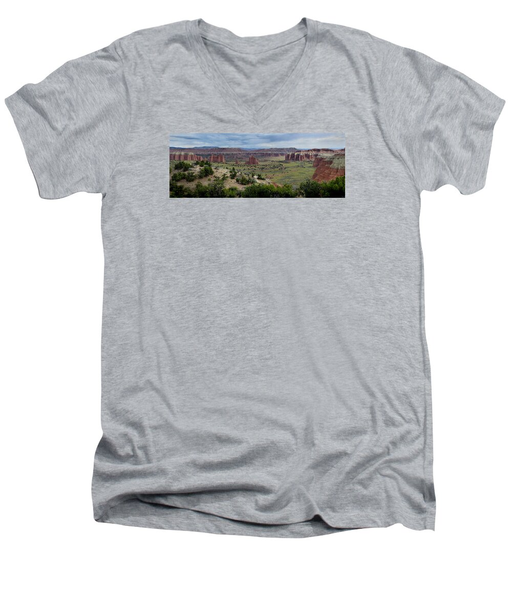 Capital Reef National Park Men's V-Neck T-Shirt featuring the photograph Capital Reef-Cathedral Valley 22 by JustJeffAz Photography