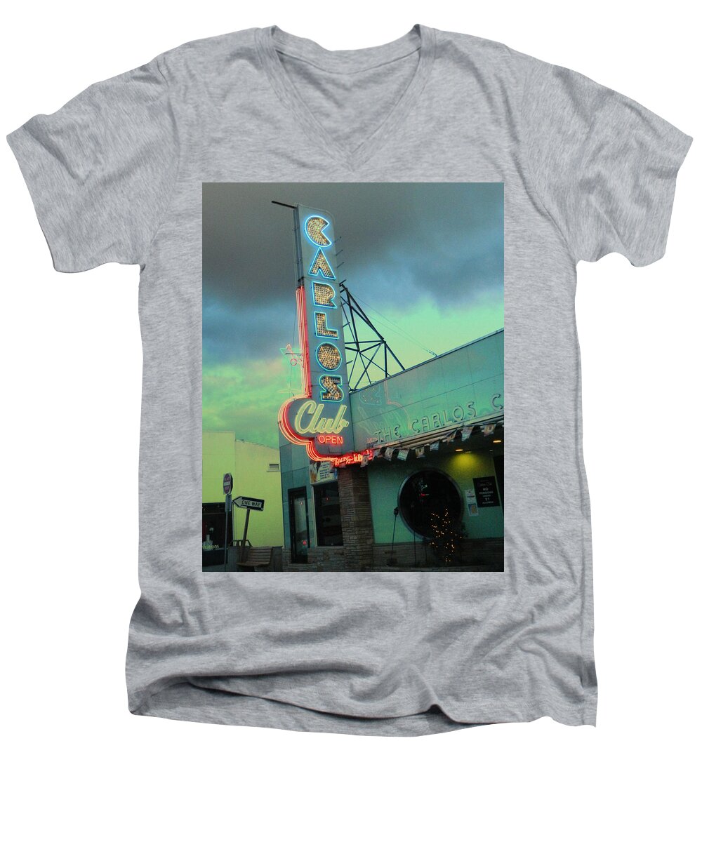 Signs Men's V-Neck T-Shirt featuring the photograph Carlos Club by Kathleen Grace