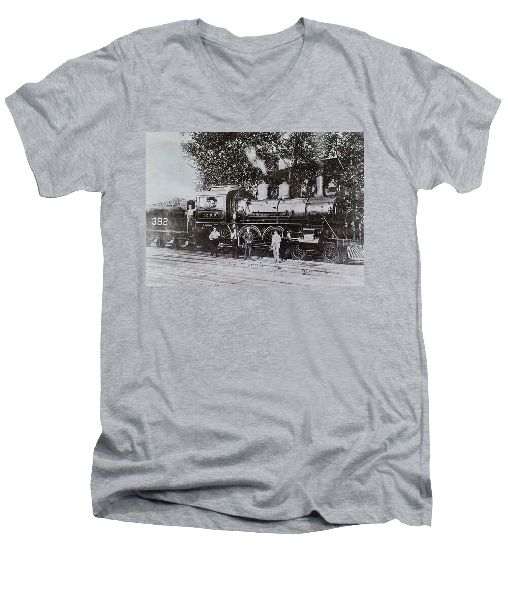 Train Men's V-Neck T-Shirt featuring the photograph Casey Jones Engine by Jeanne May