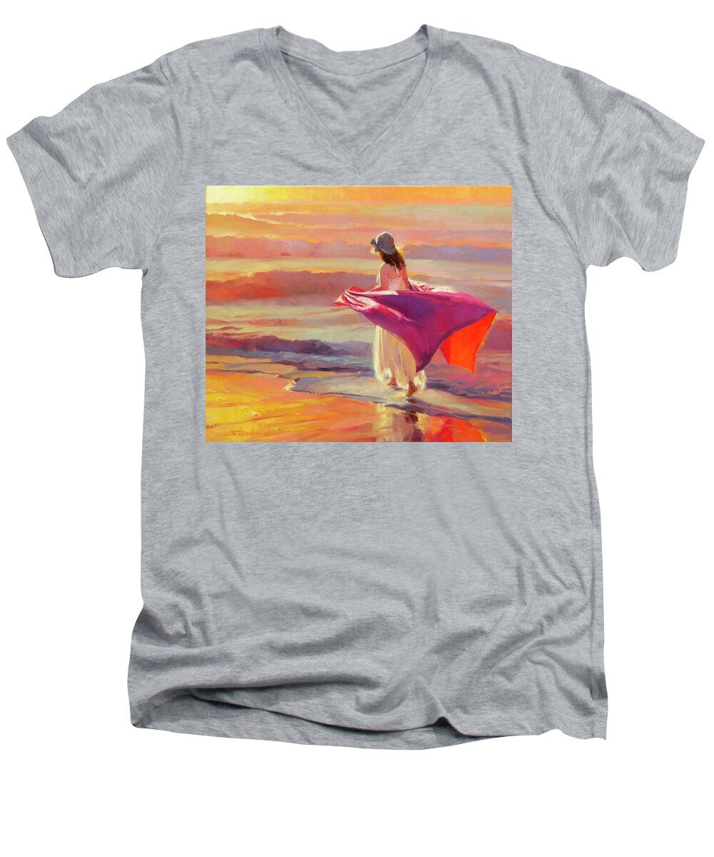 Coast Men's V-Neck T-Shirt featuring the painting Catching the Breeze by Steve Henderson