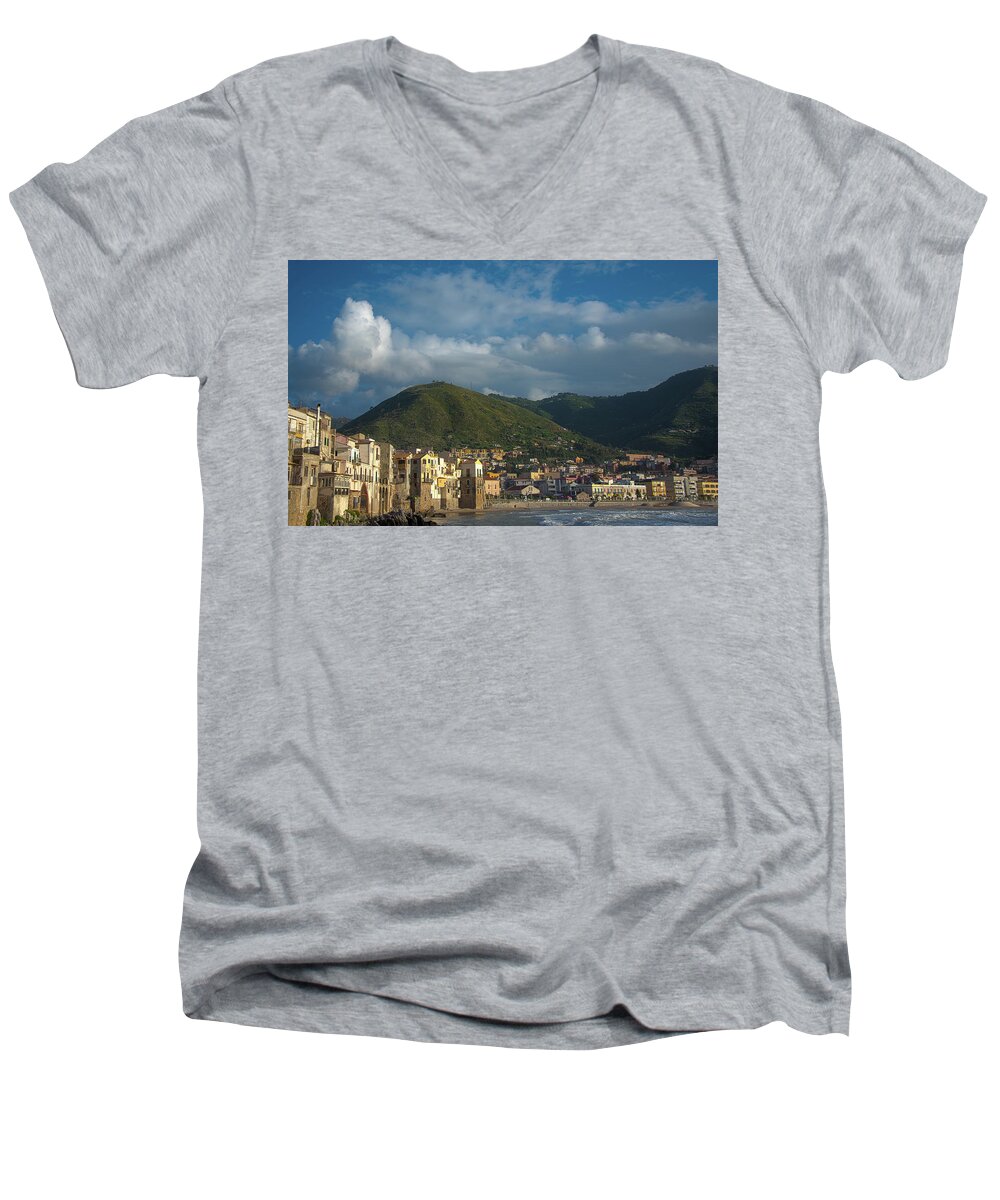  Men's V-Neck T-Shirt featuring the photograph Cefalu by Patrick Boening