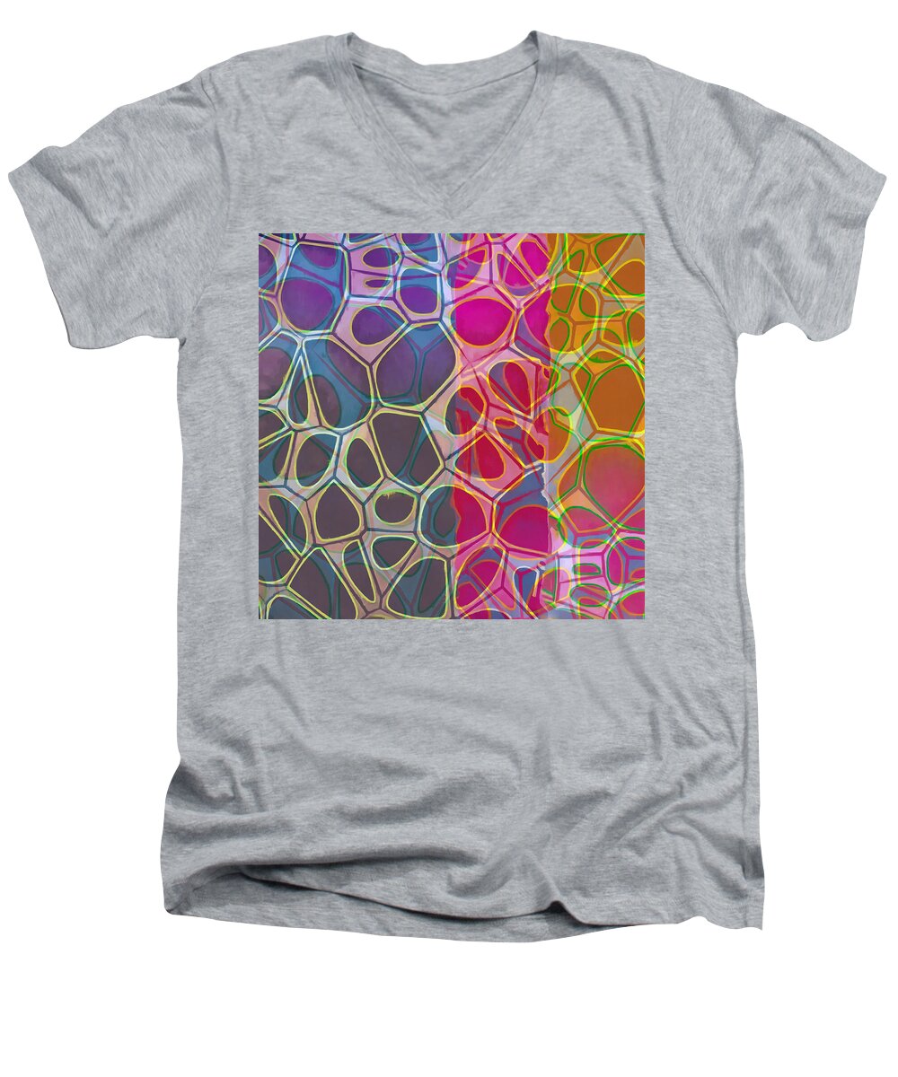 Painting Men's V-Neck T-Shirt featuring the painting Cell Abstract 11 by Edward Fielding