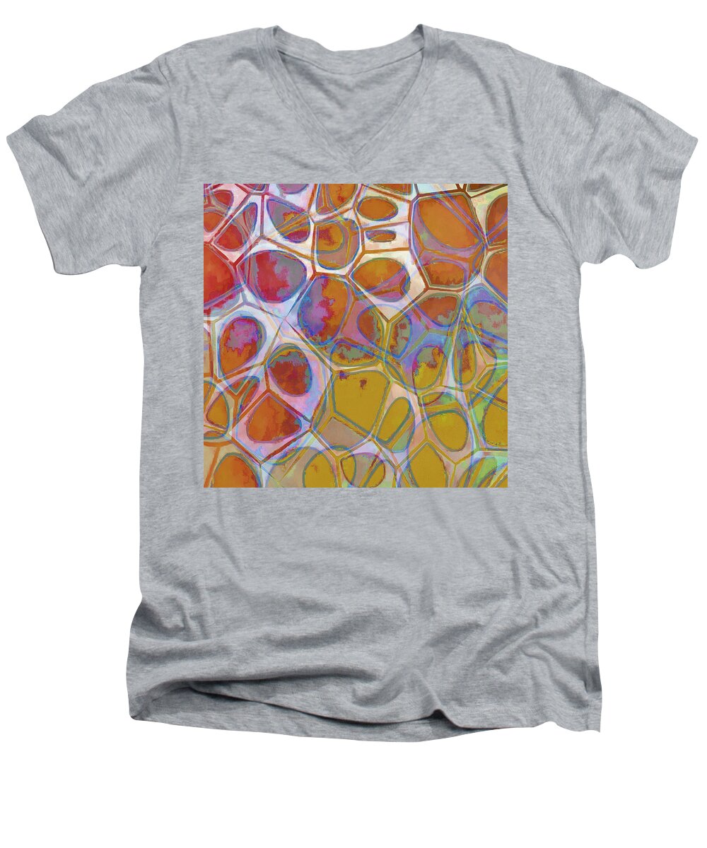 Painting Men's V-Neck T-Shirt featuring the painting Cell Abstract 14 by Edward Fielding