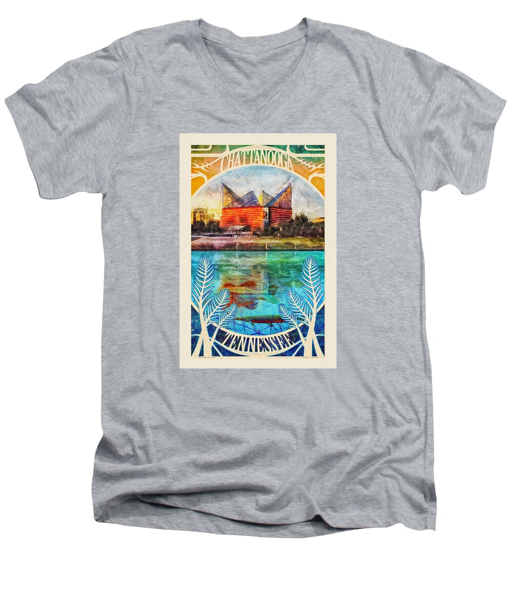 Chattanooga Men's V-Neck T-Shirt featuring the photograph Chattanooga Aquarium Poster by Steven Llorca