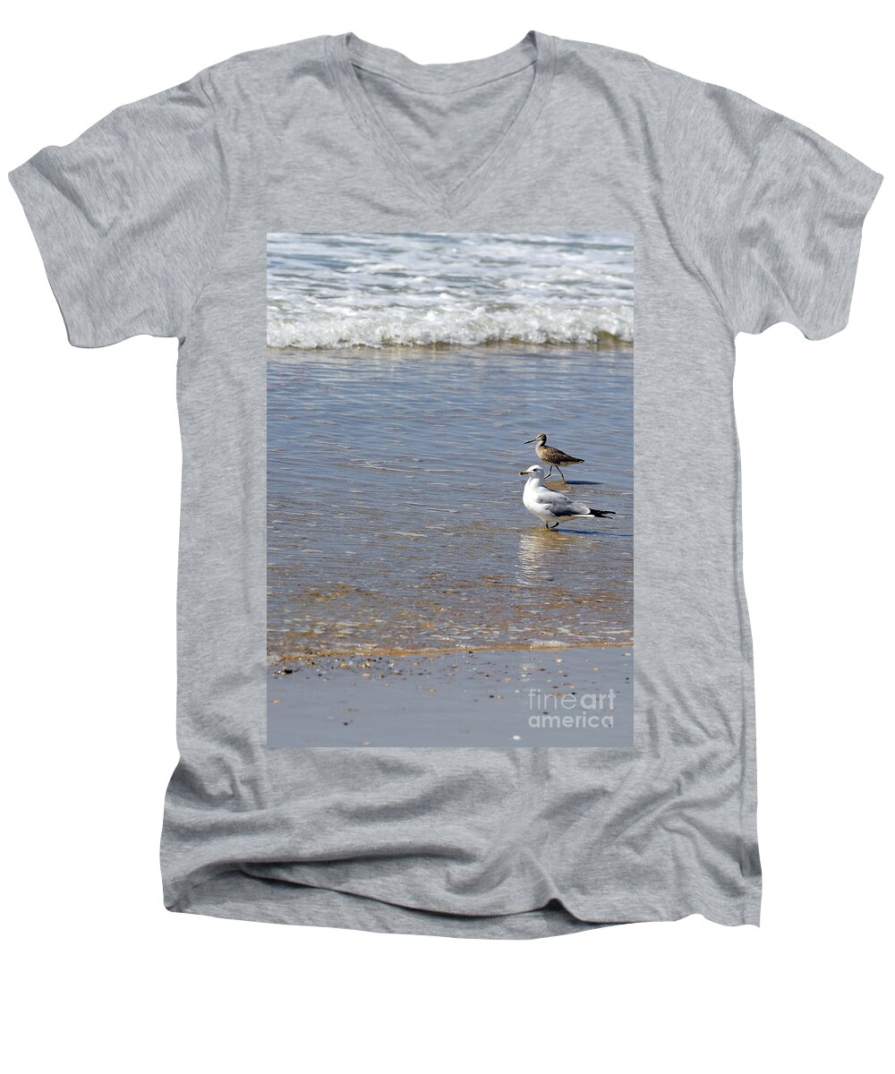 Seagull Men's V-Neck T-Shirt featuring the photograph Outer Banks OBX #12 by Buddy Morrison