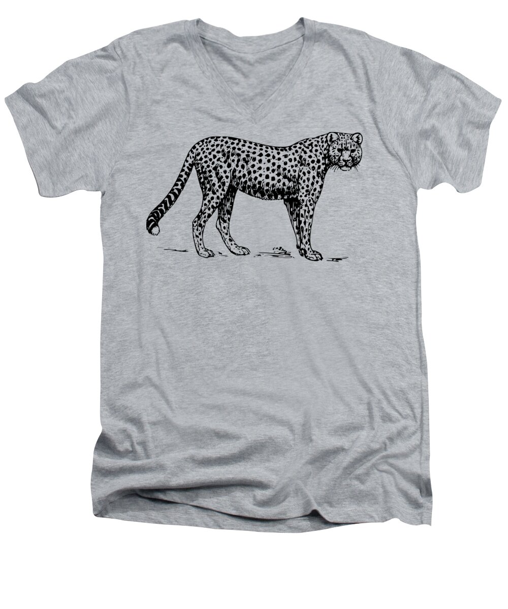 Cheetah Men's V-Neck T-Shirt featuring the mixed media Cheetah by Movie Poster Prints