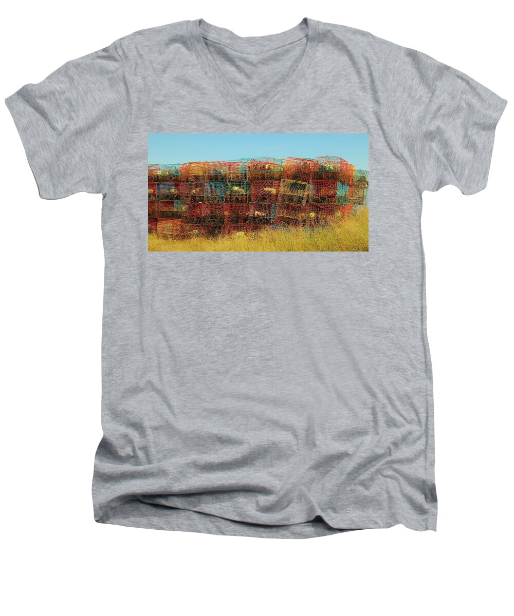 Chesapeake Bay Men's V-Neck T-Shirt featuring the photograph Chesapeake Bay Crabbing by Christopher James
