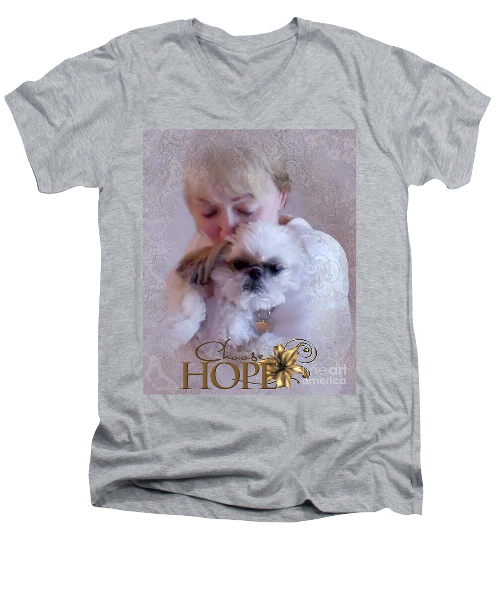 Hope Men's V-Neck T-Shirt featuring the digital art Choose HOPE by Kathy Tarochione