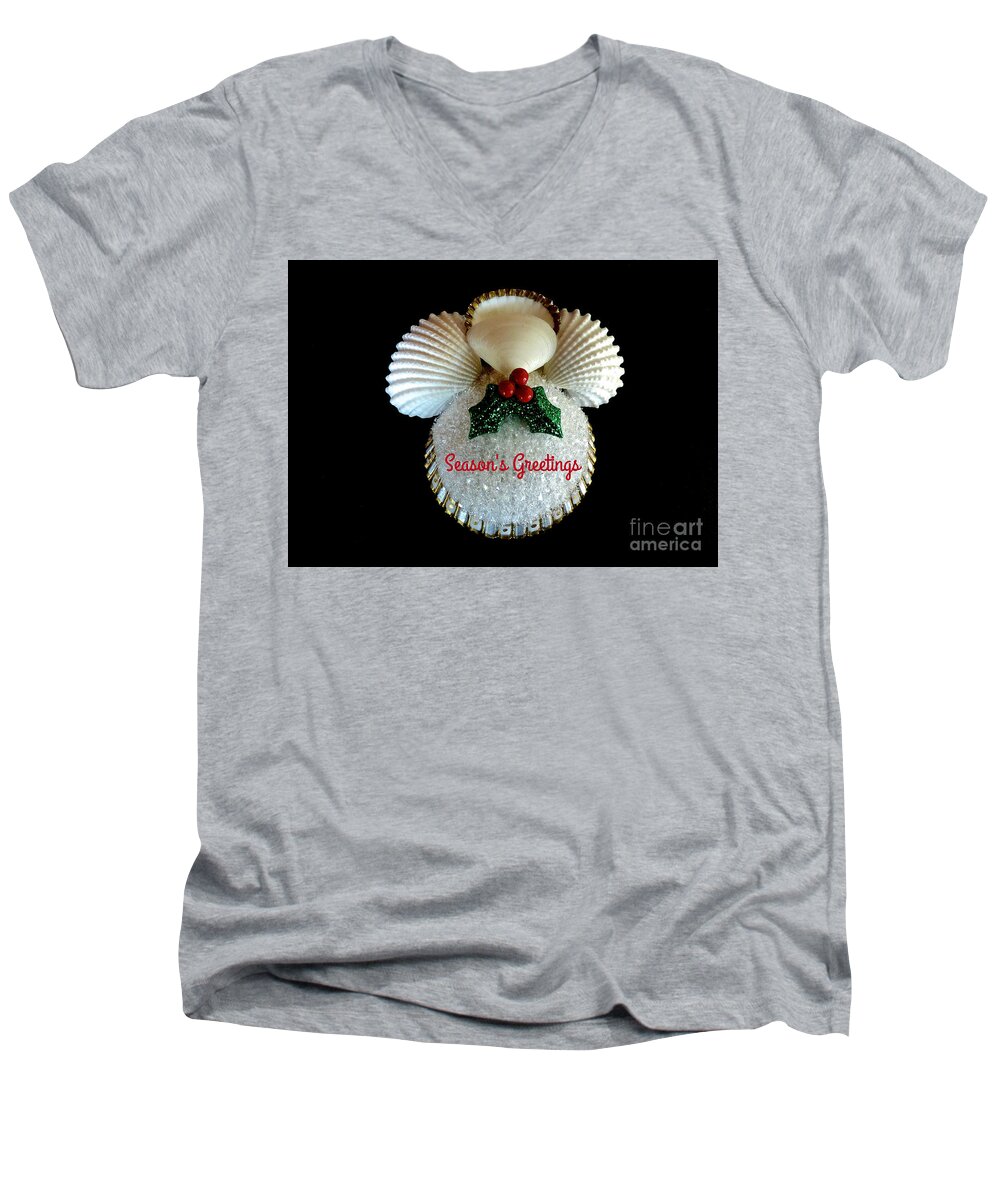 Angel Men's V-Neck T-Shirt featuring the photograph Christmas Angel Greeting by Jean Wright
