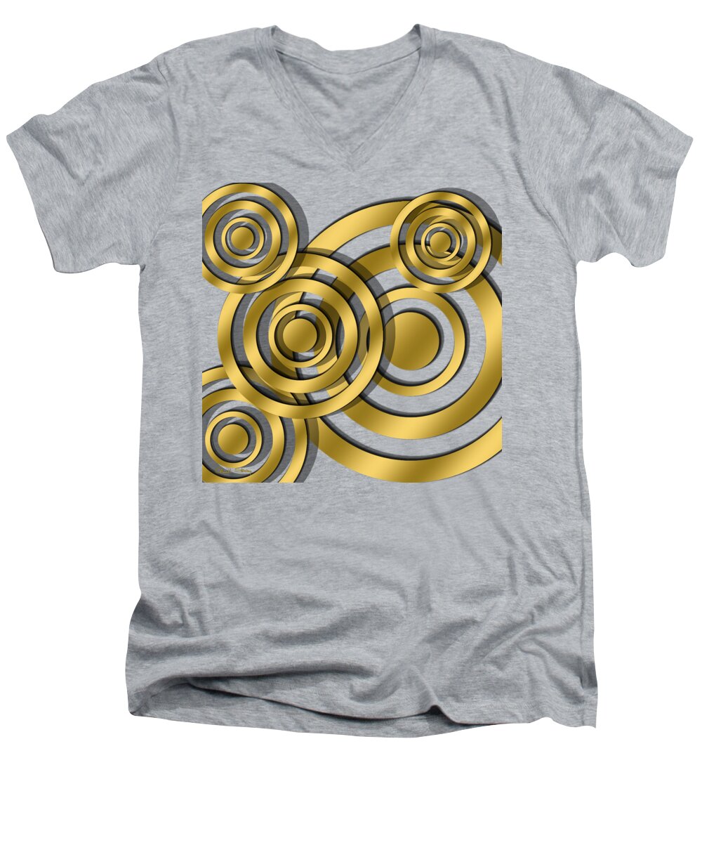 Circles Men's V-Neck T-Shirt featuring the digital art Circles - Transparent by Chuck Staley