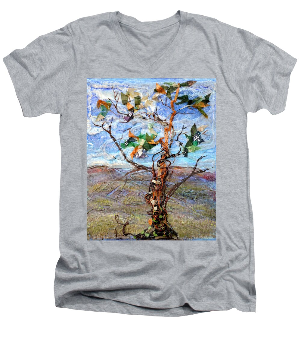 Clear Men's V-Neck T-Shirt featuring the painting Clarity by Regina Valluzzi